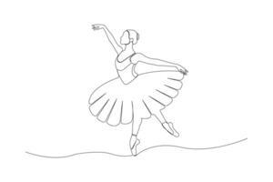 Professional ballet dancer continuous line drawing. Ballerina concept line art vector