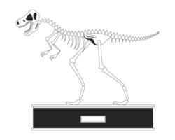 Tyrannosaurus rex fossil black and white 2D line cartoon object. Dinosaur exhibit isolated outline item. Prehistoric predator exposition. Science museum monochromatic flat spot illustration vector