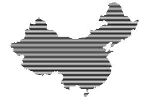 China map with lined pattern illustration vector