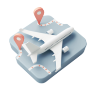 An icon depicting a whimsical airplane route map with dotted lines and destination markers, isolated on a transparent background png