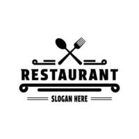 vintage restaurant logo design concept idea with spoon and fork vector