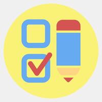 Icon check mark with a pen. USA general election elements. Icons in color mate style. Good for prints, posters, infographics, etc. vector