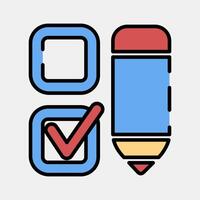 Icon check mark with a pen. USA general election elements. Icons in filled line style. Good for prints, posters, infographics, etc. vector