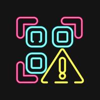 Icon qr code warning. Barcode and qr code elements. Icons in neon style. Good for prints, posters, logo, advertisement,infographics, etc. vector
