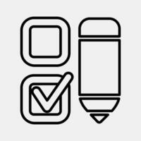 Icon check mark with a pen. USA general election elements. Icons in line style. Good for prints, posters, infographics, etc. vector