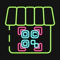 Icon shop barcode. Barcode and qr code elements. Icons in neon style. Good for prints, posters, logo, advertisement,infographics, etc. vector