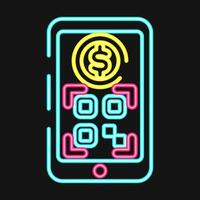 Icon online payment. Barcode and qr code elements. Icons in neon style. Good for prints, posters, logo, advertisement,infographics, etc. vector