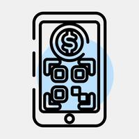 Icon online payment. Barcode and qr code elements. Icons in color spot style. Good for prints, posters, logo, advertisement,infographics, etc. vector
