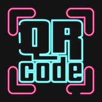 Icon qr code symbol. Barcode and qr code elements. Icons in neon style. Good for prints, posters, logo, advertisement,infographics, etc. vector