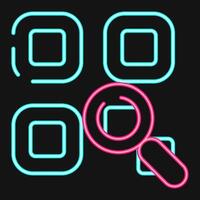 Icon qr code review. Barcode and qr code elements. Icons in neon style. Good for prints, posters, logo, advertisement,infographics, etc. vector