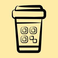 Icon cup barcode. Barcode and qr code elements. Icons in hand drawn style. Good for prints, posters, logo, advertisement,infographics, etc. vector