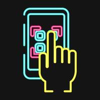 Icon select qr code. Barcode and qr code elements. Icons in neon style. Good for prints, posters, logo, advertisement,infographics, etc. vector