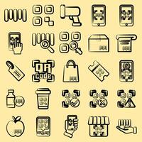 Icon set of barcode. Barcode and qr code elements. Icons in hand drawn style. Good for prints, posters, logo, advertisement,infographics, etc. vector