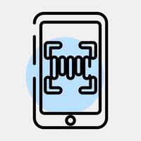 Icon barcode scanner mobile phone. Barcode and qr code elements. Icons in color spot style. Good for prints, posters, logo, advertisement,infographics, etc. vector