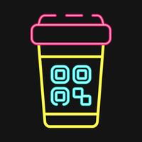 Icon cup barcode. Barcode and qr code elements. Icons in neon style. Good for prints, posters, logo, advertisement,infographics, etc. vector