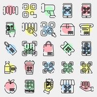 Icon set of barcode. Barcode and qr code elements. Icons in color spot style. Good for prints, posters, logo, advertisement,infographics, etc. vector