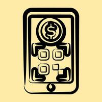 Icon online payment. Barcode and qr code elements. Icons in hand drawn style. Good for prints, posters, logo, advertisement,infographics, etc. vector
