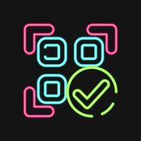 Icon confirmed qr code. Barcode and qr code elements. Icons in neon style. Good for prints, posters, logo, advertisement,infographics, etc. vector