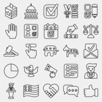 Icon set of usa election. USA general election elements. Icons in line style. Good for prints, posters, infographics, etc. vector