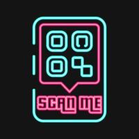 Icon scan me. Barcode and qr code elements. Icons in neon style. Good for prints, posters, logo, advertisement,infographics, etc. vector