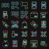Icon set of barcode. Barcode and qr code elements. Icons in neon style. Good for prints, posters, logo, advertisement,infographics, etc. vector