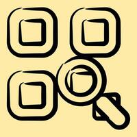 Icon qr code review. Barcode and qr code elements. Icons in hand drawn style. Good for prints, posters, logo, advertisement,infographics, etc. vector
