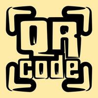Icon qr code symbol. Barcode and qr code elements. Icons in hand drawn style. Good for prints, posters, logo, advertisement,infographics, etc. vector