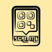Icon scan me. Barcode and qr code elements. Icons in hand drawn style. Good for prints, posters, logo, advertisement,infographics, etc. vector