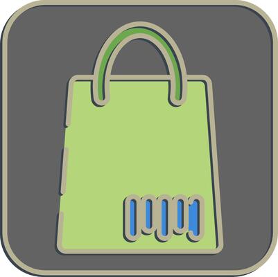 Icon bag barcode. Barcode and qr code elements. Icons in embossed style. Good for prints, posters, logo, advertisement,infographics, etc.