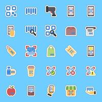 Cutting line sticker set of barcode. Barcode and qr code elements. Good for prints, posters, logo, advertisement,infographics, etc. vector
