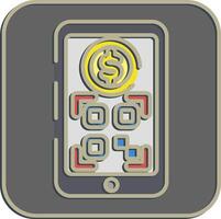 Icon online payment. Barcode and qr code elements. Icons in embossed style. Good for prints, posters, logo, advertisement,infographics, etc. vector