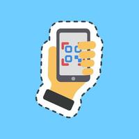 Cutting line sticker holding qr code scanner. Barcode and qr code elements. Good for prints, posters, logo, advertisement,infographics, etc. vector