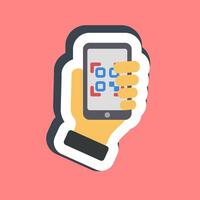 Sticker holding qr code scanner. Barcode and qr code elements. Good for prints, posters, logo, advertisement,infographics, etc. vector
