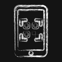 Icon qr code scanner mobile phone. Barcode and qr code elements. Icons in chalk style. Good for prints, posters, logo, advertisement,infographics, etc. vector