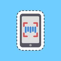 Cutting line sticker barcode scanner mobile phone. Barcode and qr code elements. Good for prints, posters, logo, advertisement,infographics, etc. vector