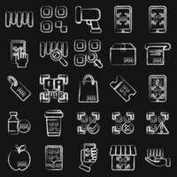 Icon set of barcode. Barcode and qr code elements. Icons in chalk style. Good for prints, posters, logo, advertisement,infographics, etc. vector
