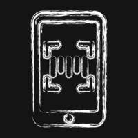Icon barcode scanner mobile phone. Barcode and qr code elements. Icons in chalk style. Good for prints, posters, logo, advertisement,infographics, etc. vector