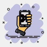 Icon holding qr code scanner. Barcode and qr code elements. Icons in comic style. Good for prints, posters, logo, advertisement,infographics, etc. vector