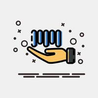 Icon barcode on hand. Barcode and qr code elements. Icons in MBE style. Good for prints, posters, logo, advertisement,infographics, etc. vector