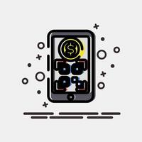 Icon online payment. Barcode and qr code elements. Icons in MBE style. Good for prints, posters, logo, advertisement,infographics, etc. vector