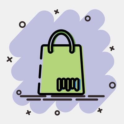 Icon bag barcode. Barcode and qr code elements. Icons in comic style. Good for prints, posters, logo, advertisement,infographics, etc.