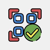 Icon confirmed qr code. Barcode and qr code elements. Icons in filled line style. Good for prints, posters, logo, advertisement,infographics, etc. vector
