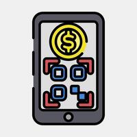 Icon online payment. Barcode and qr code elements. Icons in filled line style. Good for prints, posters, logo, advertisement,infographics, etc. vector