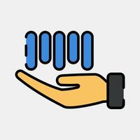 Icon barcode on hand. Barcode and qr code elements. Icons in filled line style. Good for prints, posters, logo, advertisement,infographics, etc. vector
