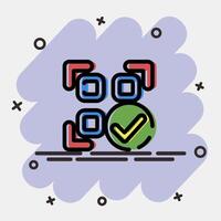 Icon confirmed qr code. Barcode and qr code elements. Icons in comic style. Good for prints, posters, logo, advertisement,infographics, etc. vector