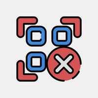 Icon rejected qr code. Barcode and qr code elements. Icons in filled line style. Good for prints, posters, logo, advertisement,infographics, etc. vector