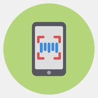 Icon barcode scanner mobile phone. Barcode and qr code elements. Icons in color mate style. Good for prints, posters, logo, advertisement,infographics, etc. vector