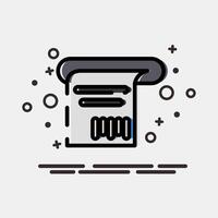 Icon receipt. Barcode and qr code elements. Icons in MBE style. Good for prints, posters, logo, advertisement,infographics, etc. vector