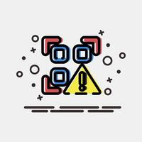 Icon qr code warning. Barcode and qr code elements. Icons in MBE style. Good for prints, posters, logo, advertisement,infographics, etc. vector