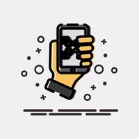 Icon holding qr code scanner. Barcode and qr code elements. Icons in MBE style. Good for prints, posters, logo, advertisement,infographics, etc. vector